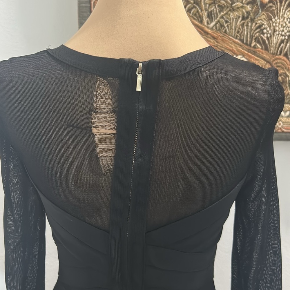 Bebe Black Mummy Bandage Body Hugger Dress. Sheer Mesh Top. Full Back Zip. SizeM - Picture 7 of 16